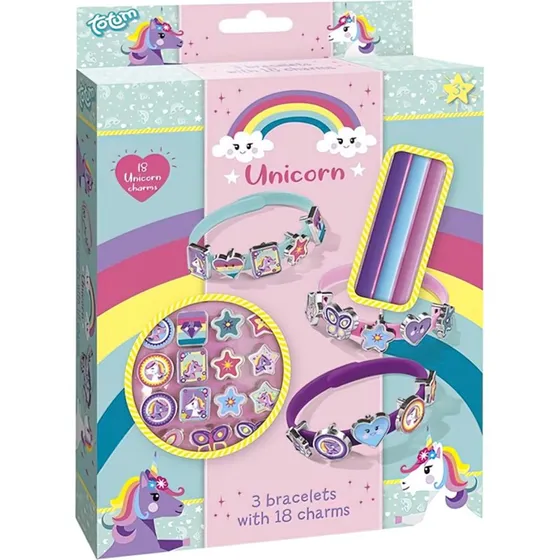 Unicorn DIY Armbåndssæt – 3 Armbånd & 18 Enhjørningcharms