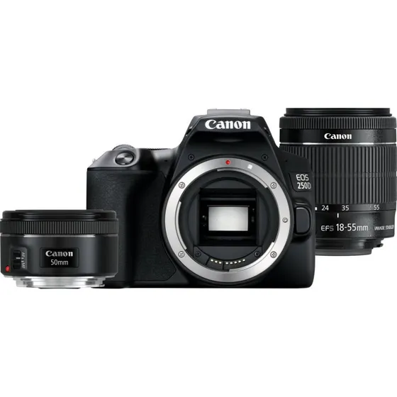 Canon EOS 250D 24.1MP + 18-55mm & 50mm Objektiv - Sort