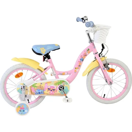 Volare Disney Stitch 16'' Børnecykel Lyserød med Støttehjul
