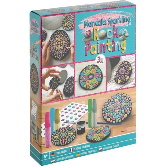 Grafix Stone Painting Mandala Sparkling – 3 Sten med Diamantklistermærker