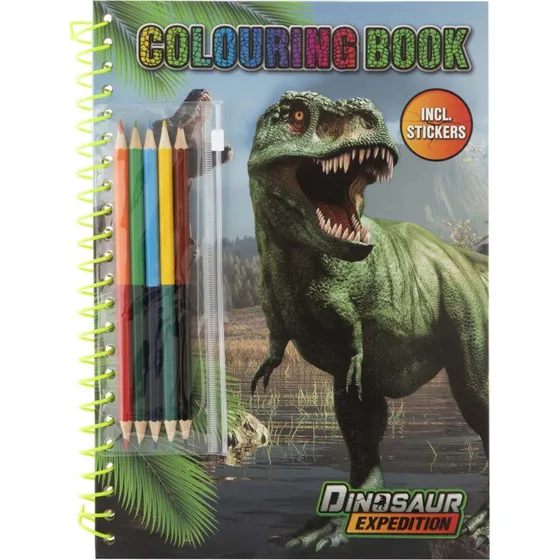 Dinosaur Expedition: Malebog med 5 Dobbeltsidede Blyanter – 3+ år