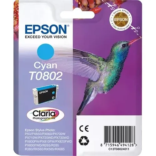 Epson T0802 Cyan Blæk 7,4 ml