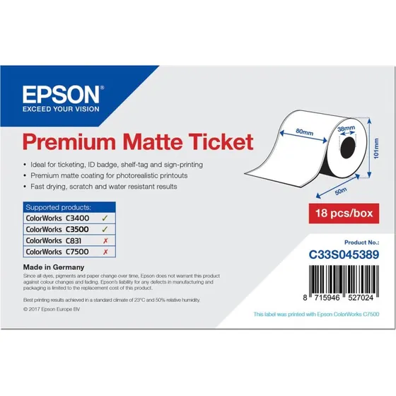 Epson Premium Billetter 8 cm x 50 m, 1 rulle