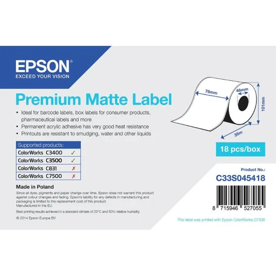 Epson Premium Matte Termorulle C33S045418, 7,6 cm x 35 m