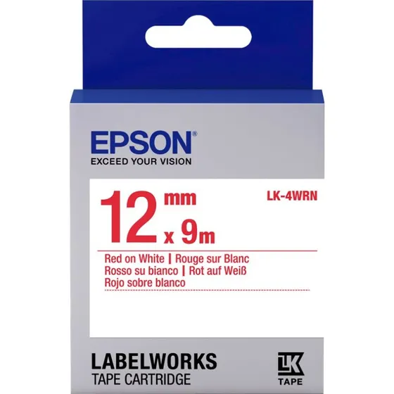 Epson LabelWorks LK-4WRN Rød på hvid Mærkattape (1,2 cm x 2,9 m)