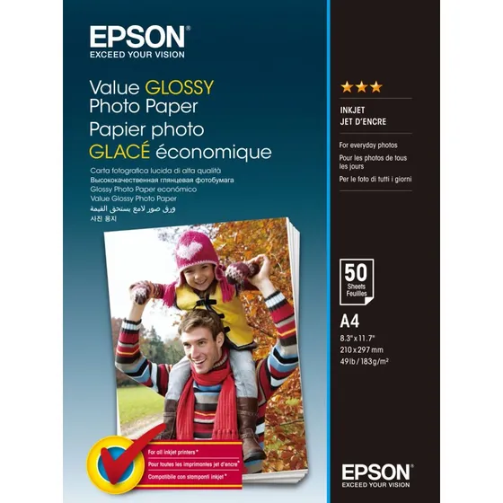 Epson Value Skinnende Fotopapir A4 50 ark 183 g/m²