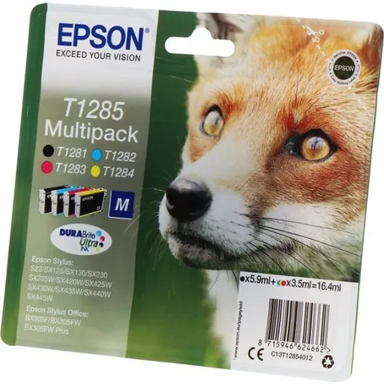 Epson T1285 Multipak: Sort, Cyan, Magenta, Gul (4-Pack)