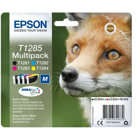Epson T1285 4-pak Sort Gul Cyan Magenta