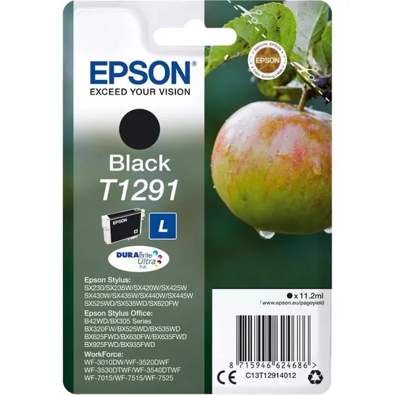 Epson T1291 Sort Blæk, 11,2 ml, Original