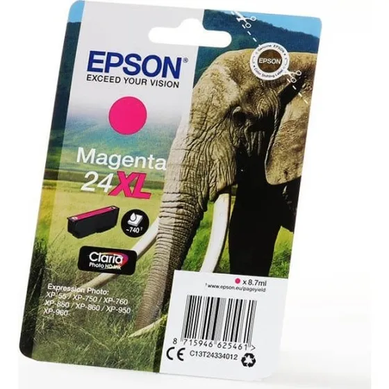 Epson 24XL Magenta Blæk C13T24334012 – 740 Sider
