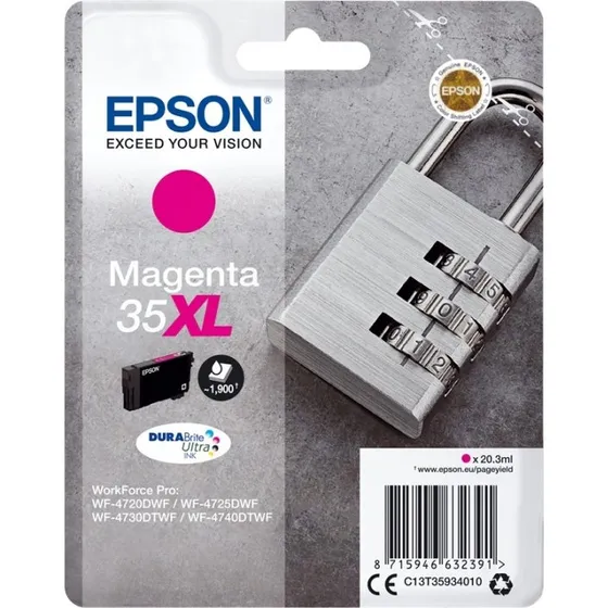 Epson 35XL Magenta Padlock Blæk, 1900 sider