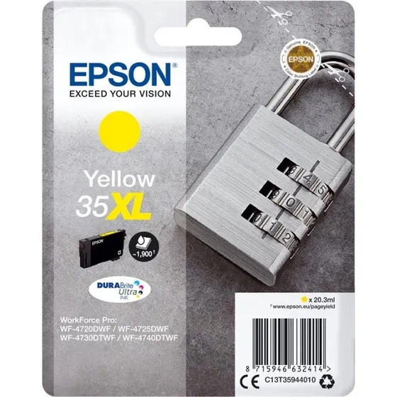 Epson 35XL Gul Padlock DURABrite Ultra, 1900 sider