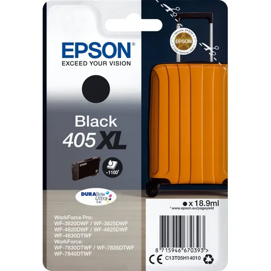 Epson 405XL Sort XL, 18,9 ml – Original blækpatron til WorkForce