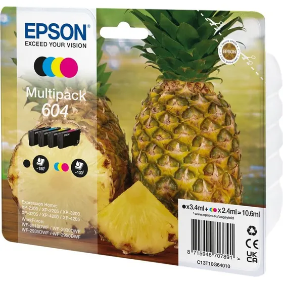 Epson 604 Multipack Sort, Gul, Cyan, Magenta – Original Blækpatroner