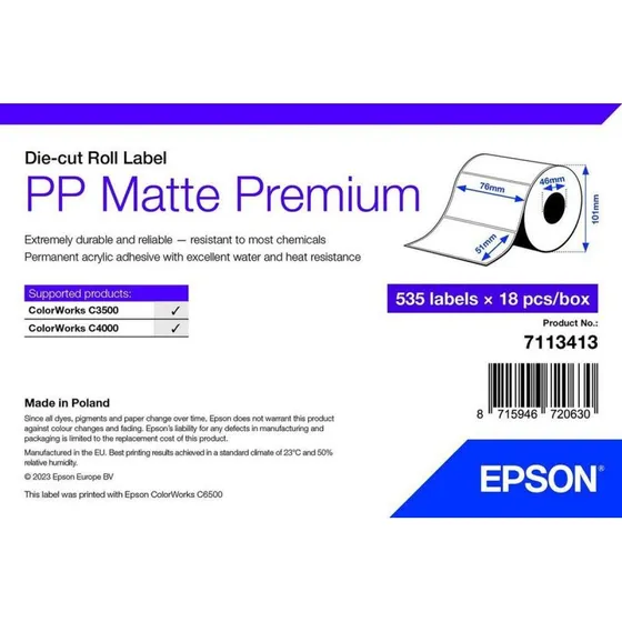 Epson 7113413 Hvid Pressestempel Etiketter, 18 stk.