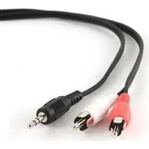 Gembird Lydkabel 3,5 mm til 2 x RCA, 2,5 m, sort/rød/hvid