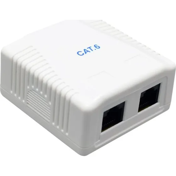 Cablexpert Hvid Overflademonteringsboks CAT 6 UTP RJ-45 x2