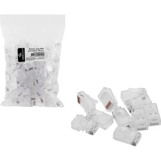 Gembird RJ45 8P8C Netværksstik, 100 stk., gennemsigtig