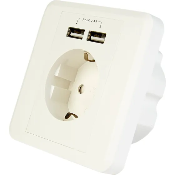 EnerGenie EG-ACU2A2-01 - 1 gang, 1 strømsokkel, 2 USB-sokler, Type F
