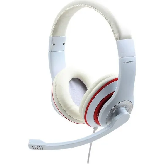 Gembird MHS-03-WTRD Hvid med Rød Headset 3,5mm