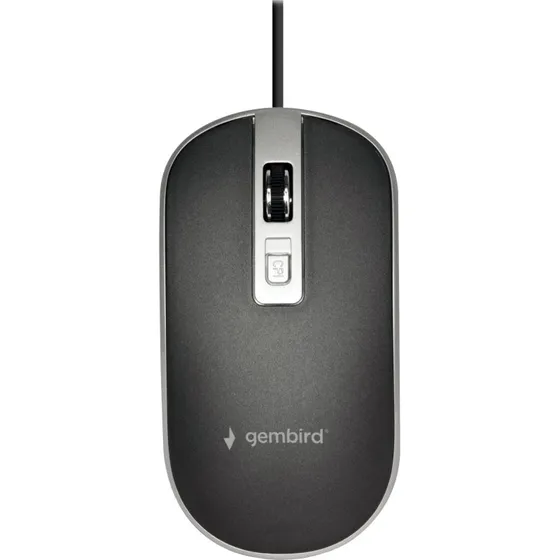 Gembird MUS-4B-06-BS Optisk Mus, 1200 DPI, Sort/Sølv, USB-A