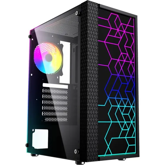 Gembird Fornax 2500 ARGB Mid Tower, sort med glaspanel
