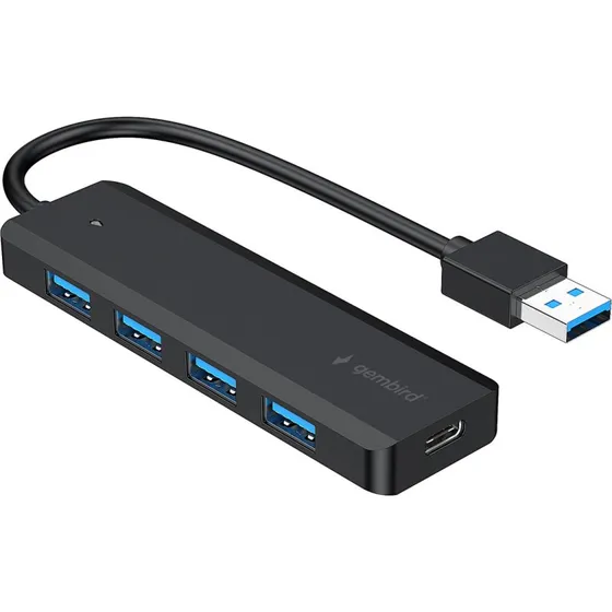 Gembird UHB-U3P4P-02 4-port USB 3.1 Gen 1 Hub, Sort