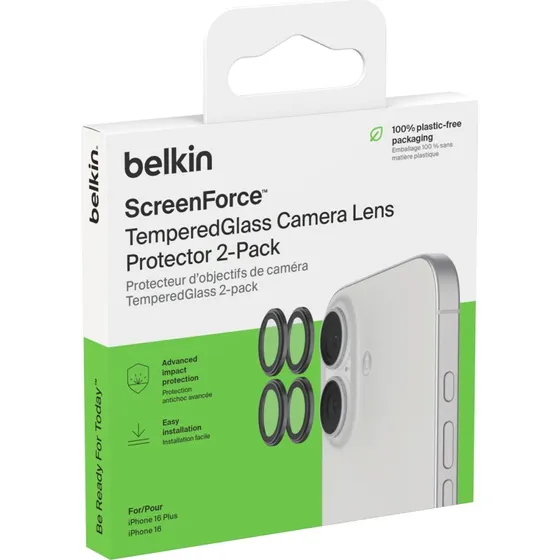 Belkin 1x2 TempGlass Kamerabeskyttelse til iPhone 16/16 Plus