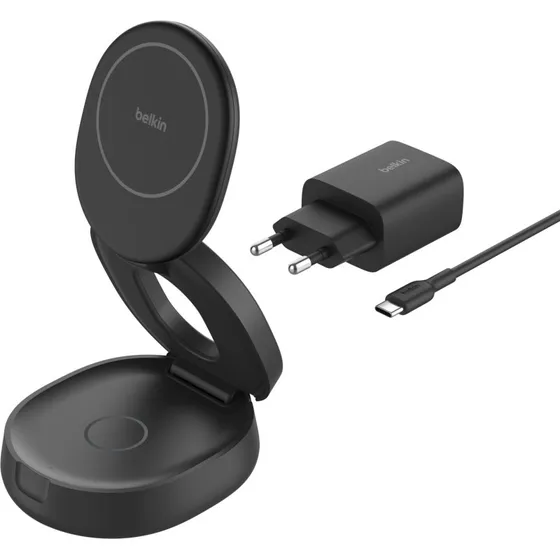 Belkin BoostCharge Qi2 Magnetisk Foldbar Opladningsstander 15W Sort