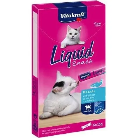 Vitakraft Liquid Snack med laks og Omega-3, 6x15g