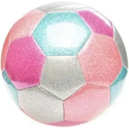 Glitterfodbold str. 5 Ø22 cm – metallisk pink/turkis/sølv