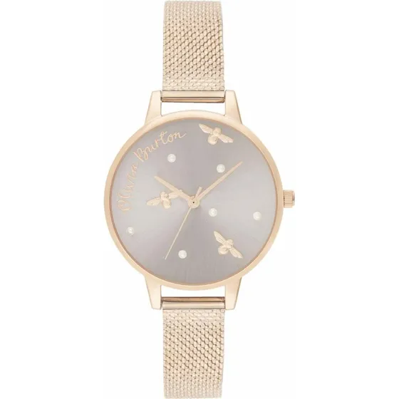 Olivia Burton OB16PQ04 Grå Skive, Gylden Mesh (Ø 34 mm)