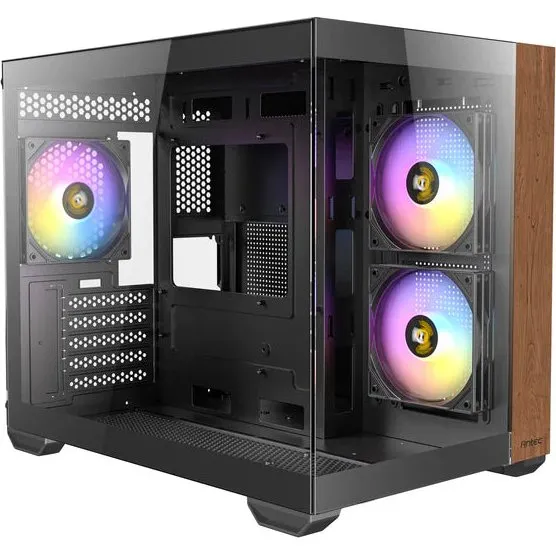 Antec CX600M Wood ARGB_B - Trækabinet med RGB, Mid-Tower, Sort