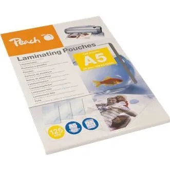 Peach A5 Lamineringsposer 125 micron, 25-pakke, gennemsigtig