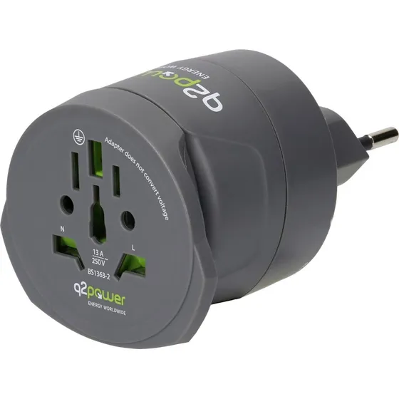 Q2 Power Rejseadapter - Verden til EU/EU til Schweiz/Italien