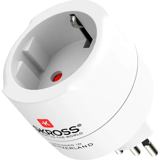 SKROSS Rejseadapter Europa til Schweiz/Italien/Brasilien, jordet