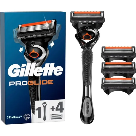 Gillette Proglide Skraber - Blå/Sort, 4 Blade