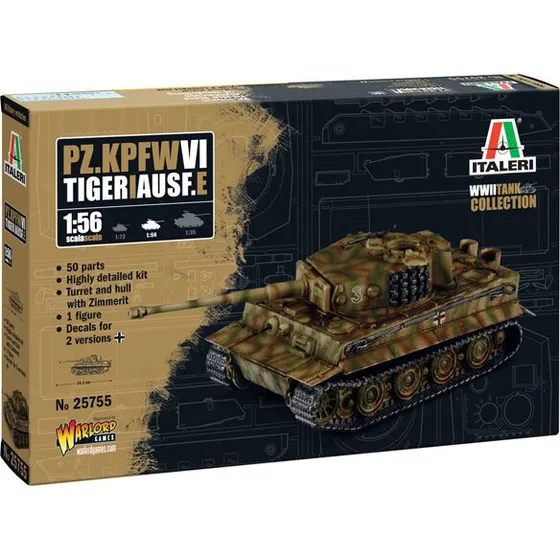 Italeri Tiger I Ausf. E 1:56 Byggesæt
