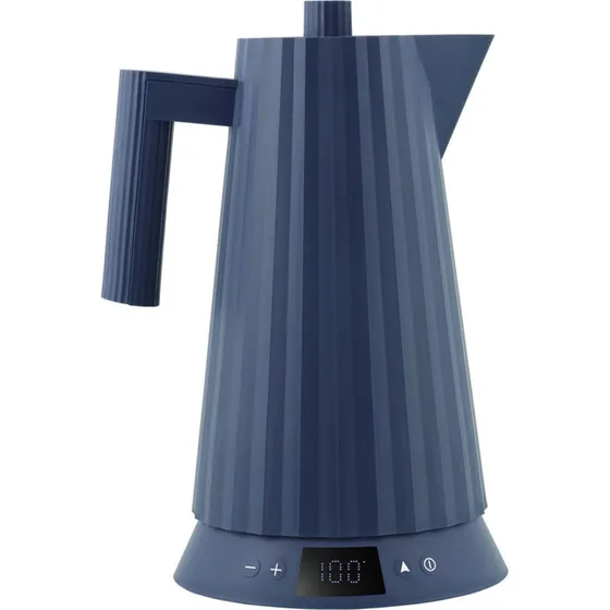 Alessi Plissé Elkedel 1,7 L, blå med temperaturkontrol