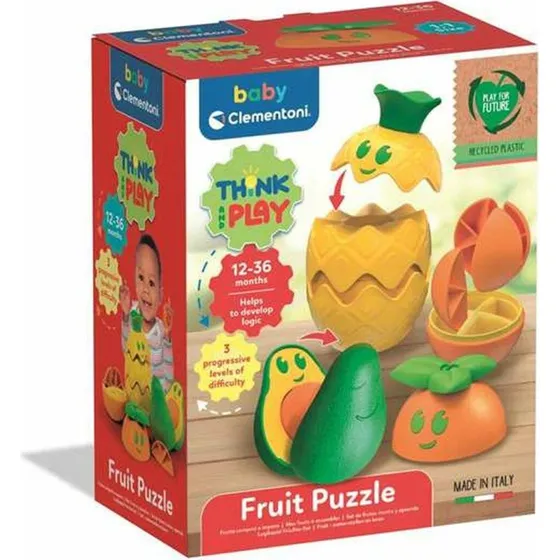 Clementoni Baby Stacking Fruit 12-tals Puslespil – Farvekombineret, Miljøvenligt Legetøj