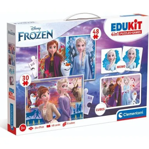 Clementoni Edukit 4-i-1 Frozen – 30 & 48 brikker, Memo & 6 puslespils-kubusser (3+ år)