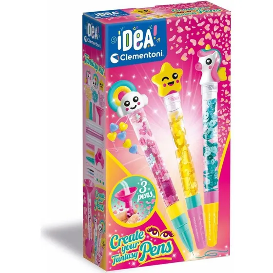 Clementoni Make Your Own Pen Fantasy – Kreativt kuglepen-sæt med 3 penne & 4 blækfarver
