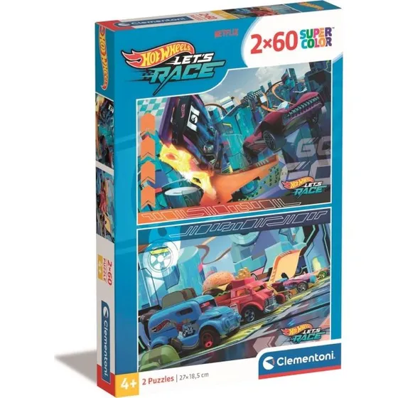 Clementoni Hot Wheels Super Colour Puslespil 2x60 Brikker