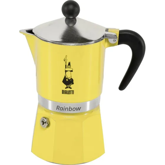 Bialetti Rainbow Espressokande 3 Kopper, 130 ml, Gul