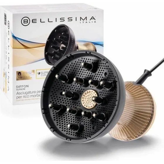 Bellissima Diffon Supreme Hårtørrer med Diffuser til Krøllet Hår, Sort