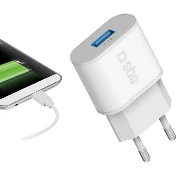 SBS TETR1USB2AWFAST 2100 mAh oplader - Hvid