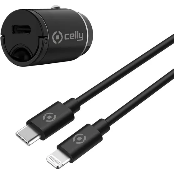 Celly CCMINILIGHT Mini USB-C PD 20W Biloplader + Kabel