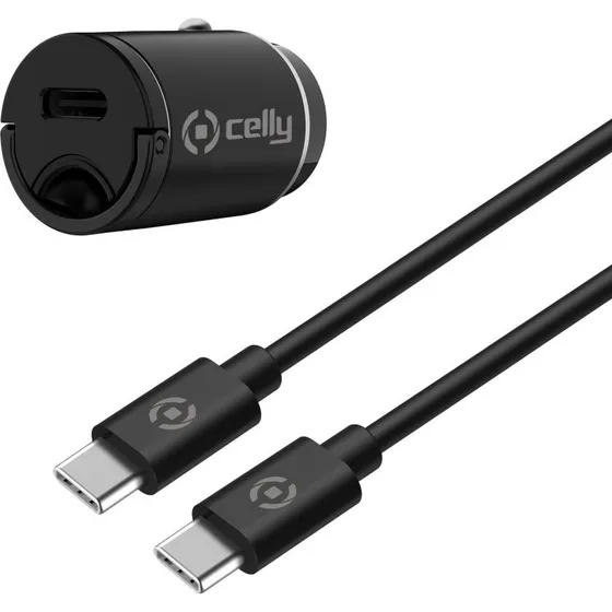 Celly CCMINILIGHT Mini USB-C PD 20W Biloplader + Kabel