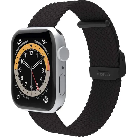 Celly Flettet Armbånd til Apple Watch 42/44/45mm, Sort