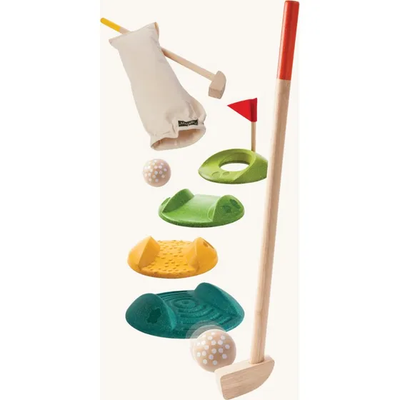 PlanToys Mini Golf-sæt 53 cm – 2 køller, 3 baner